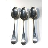 3 18th century silver table spoons each measures approx 21cm engraved initials total weight 180g