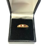 18ct gold ruby and seed-pearl gypsy ring i pearl missing weight 3g xrt tested as 18ct gold