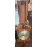 Negretti and Zambra large wall hanging Barometer, carving missing from the top