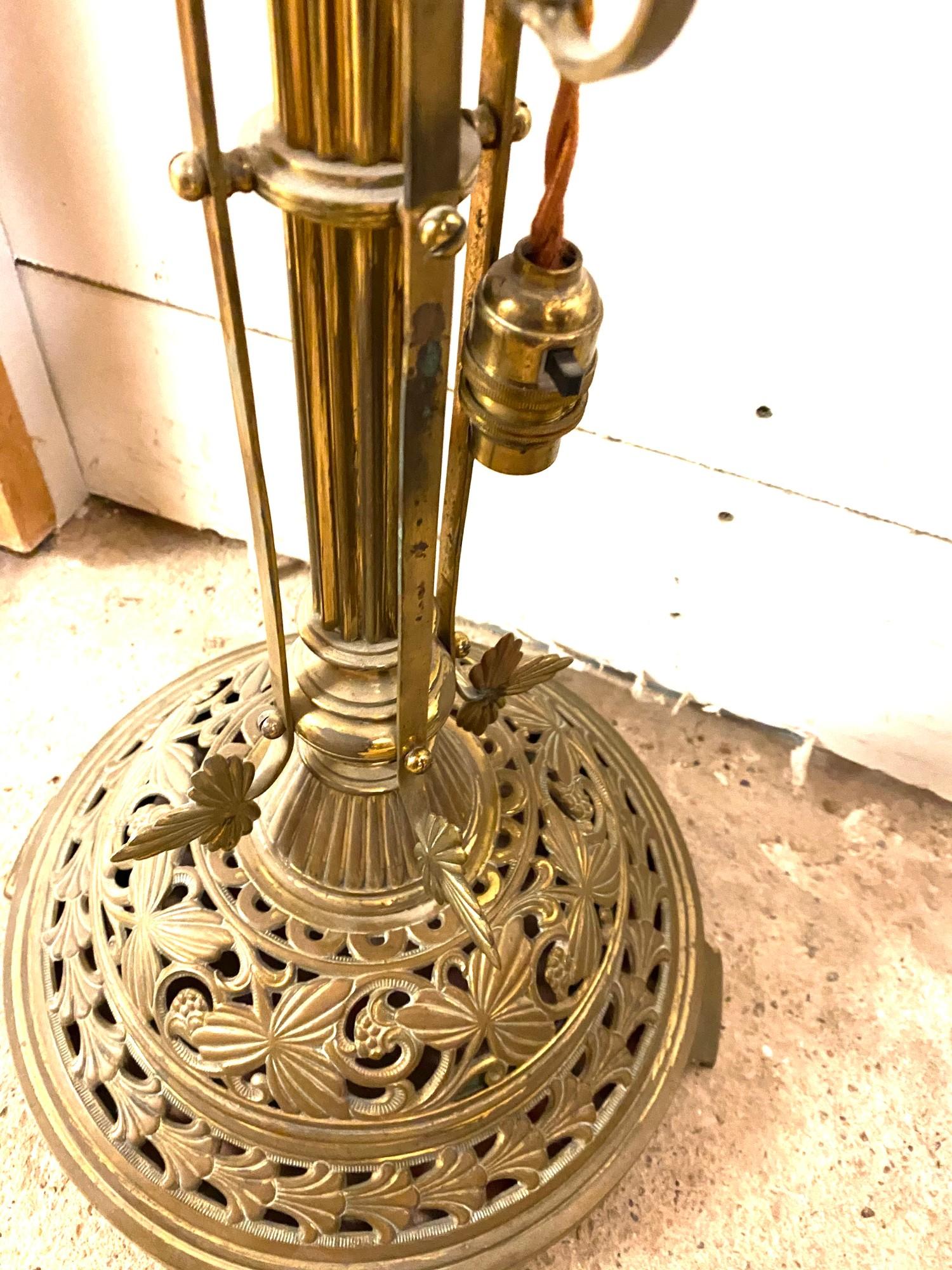 Victorian ornate telescopic oil lamp converted to electric, untested, some damage please view images - Image 6 of 9