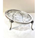 Large continental silver and cut glass dish measures approx 32cm by24cm height 11cm german 800