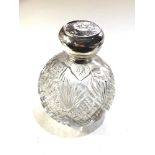 Antique chester silver and cut glass scent bottle complete with stopper measures approx height