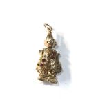 9ct gold gem set moving clown pendant weight 2.2g