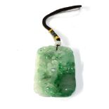 Large Chinese carved jade pendant measures approx 6.1cm by 4.6cm good condition