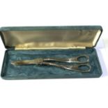 Antique silver grape shears measure approx 18.5cm long Sheffield silver hallmarks weight 112g