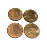 4 unc grade full lustre pennies includes 3 x 1938 and 1948