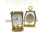 2 brass and glass carriage clocks, makers: Looping 15 jewel, alarm 8 day, Schatz 8 day.