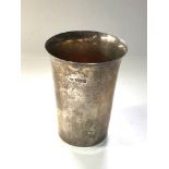 Large antique beaker / vase measures approx 13cm tall top 9cm dia weight 240g engraved initials