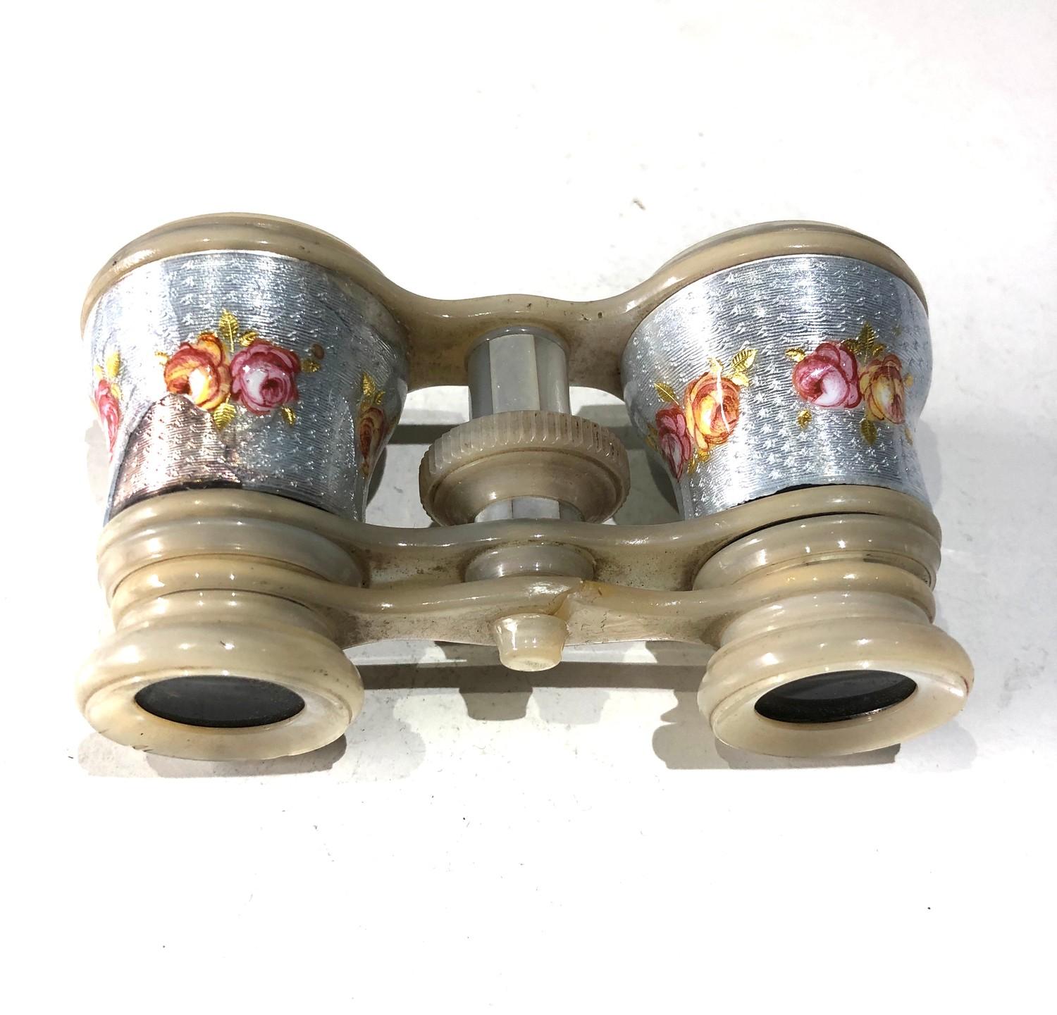 2 antique enamel opera glasses age related wear and damage as shown please see images for details as - Image 7 of 10