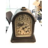 Antique mahogany bracket clock silver dial, case in need of restoration, height approx