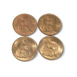 4 unc grade full lustre pennies includes 3 x 1938 and 1948