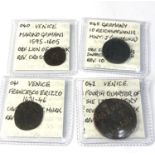4 early collectors coins includes venice marino grimani 1595-1605 germany 10 reichspfennig venice