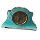 Antique 8 day silver and enamel clock green enamel in good condition birmingham silver hallmarks