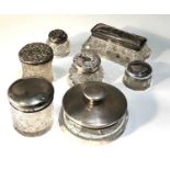 Selection of antique silver top glass bowls etc pease see images for details