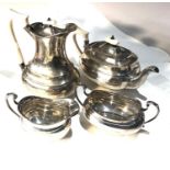 4 piece silver tea service sheffield silver hallmarks by Edward Viners weight 1400g bone handles