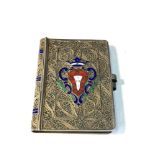 Antique silver filigree and enamel note pad measures approx 7.2cm by 5.6cm please see images for