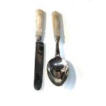 Victorian silver and MOP knife and spoon measure approx 19cm in good antique condition Birmingham