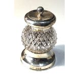 Cut glass and silver pepper mill london silver hallmarks measures approx height 9cm in good