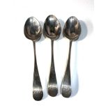 3 Provincial Aberdeen silver table spoons each measures approx 21cm long total silver weight 153g