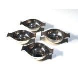 4 small silver quaich bowls by Asprey London each measures approx 7.5cm wide 5cm dia total weight