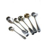 selection of antique silver mustard spoons weight 60g