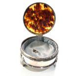 Antique silver and tortoiseshell jewellery box 1 leg is broken away as shown in image measures