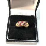 18ct gold diamond & ruby double row ring weight 2.9g xrt tested as 18ct gold