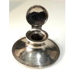 Silver desk inkwell measures approx 12cm dia height6.4cm Chester silver hallmarks