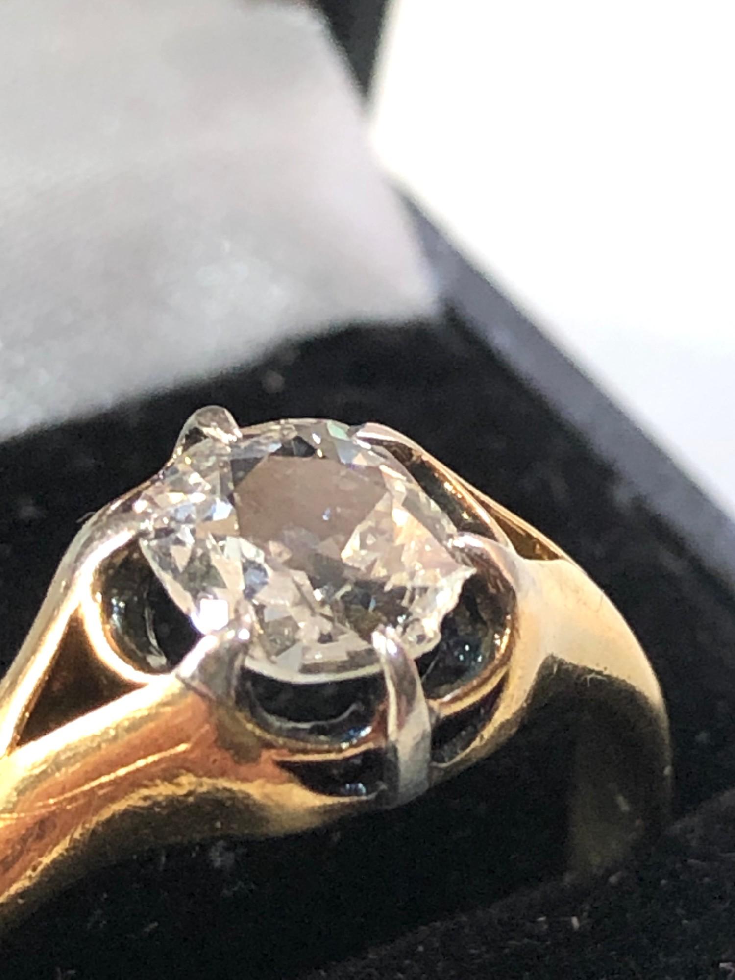 18ct gold antique old cut diamond solitaire ring weight 5.6g edge chips to diamond measures approx - Image 4 of 6