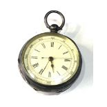 Antique silver open face centre second chronograph pocket watch watch is ticking but no warranty