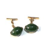 9ct gold nephrite jade spinner cufflinks weight 12.9g xrt tested as 9ct gold