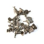 Vintage chunky silver charm bracelet weight 98g