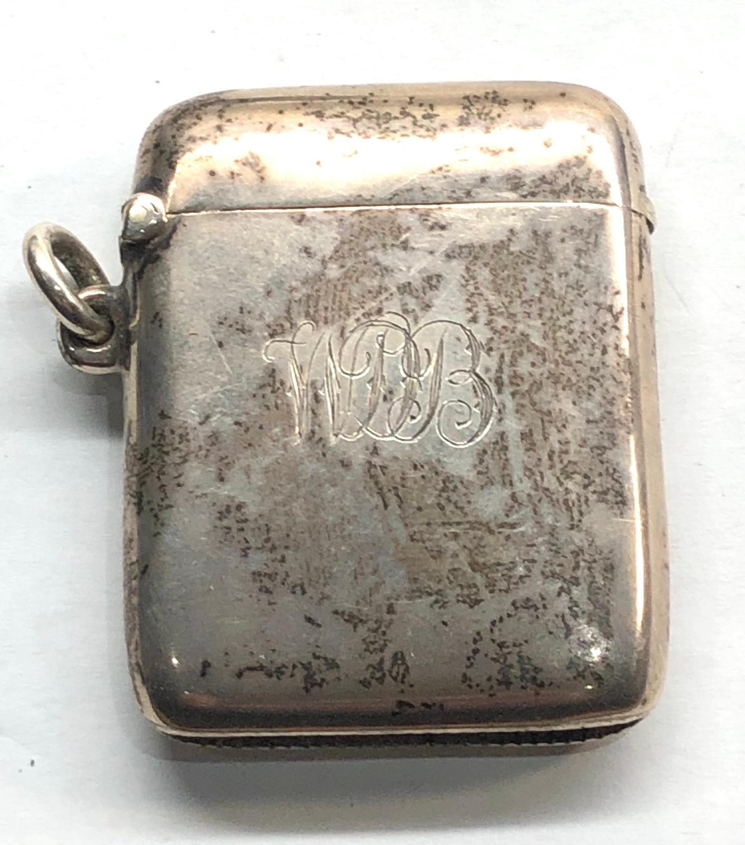 Hallmarked silver vesta case Birmingham silver hallmarks engraved on front - Image 4 of 7