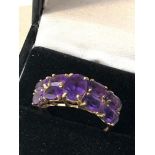 9ct gold amethyst statement ring weight 3.2g