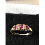 18ct gold ruby & diamond gypsy ring 18ct top has been re-shanked with 9ct gold weight 3g