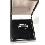 18ct white gold diamond & sapphire double row ring weight 3.2g