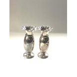 Pair of silver bud vases each measures approx 11.5cm tall sheffield silver hallmarks age related