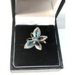 9ct gold diamond & stone set butterfly ring weight 3.6g