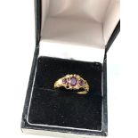 Gold early Victorian ruby & seed pearl ring, missing stones as shown weight 1.2g