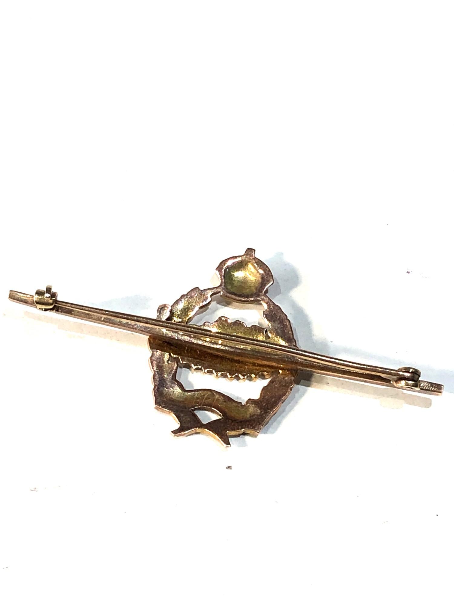 9ct gold fear naught tank corps sweetheart brooch weight 4.2g - Image 3 of 3