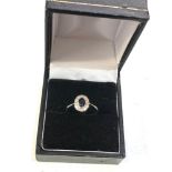 18ct white gold diamond & sapphire halo ring weight 2g
