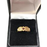 18ct gold 1890 rose diamond, ruby & seed pearl ring weight 2.3g