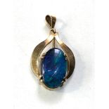 9ct gold opal type pendant measures approx 33mm drop by 17mm wide weight 2.3g