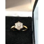 18ct gold 1ct diamond cluster flower ring weight 4.2g