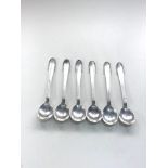 6 Georg Jensen silver tea spoons weight 105