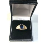 9ct gold synth sapphire ring weight 3g