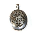 Large antique silver locket xrt tested as silver measures approx 6cm drop by 3.7cm wide