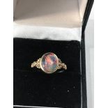 9ct gold opal type ring weight 2.4g surface marks and scratches