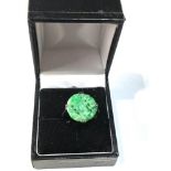 White gold antique carved jade ring weight 3g