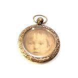 9ct gold antique double sided photo pendant locket weight 5.8g measures approx 3.5cm drop by 2.6cm